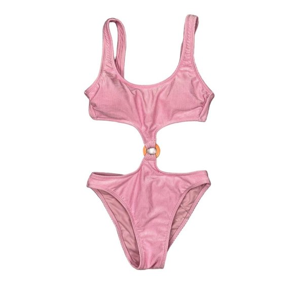 Xhilaration One Piece Monokini Bathing Suit Size Small Womens Pink Cheeky Pink - Picture 7 of 9
